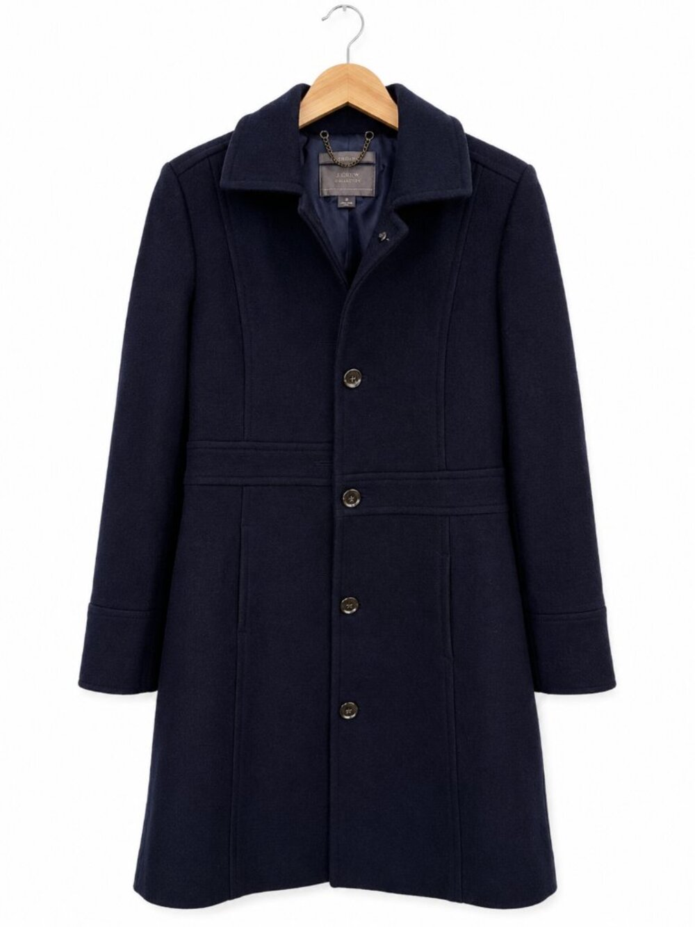 J.Crew Navy Wool Blend Tailored Long Coat